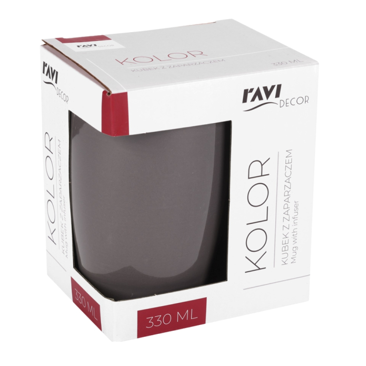 Kubek KOLOR 330ml z zaparzaczem GREY RAVI